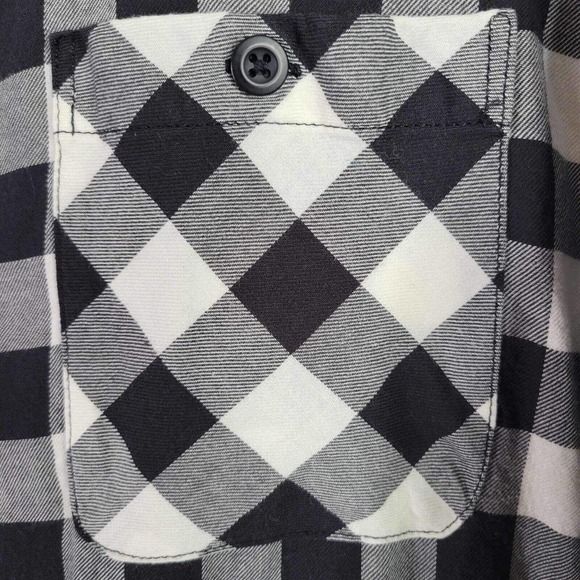 American Eagle AE Plaid Flannel Shirt Long Sleeve Button Up Black LS Soft - Picture 4 of 12